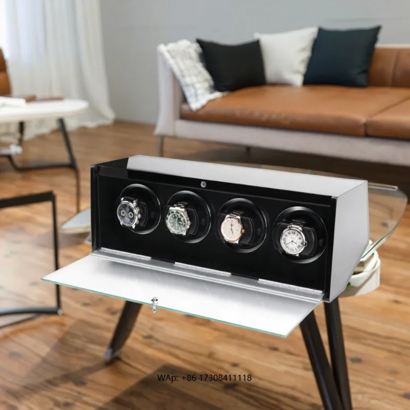Small Automatic Mechanical Watch Winder with Lacquered Vertical Winding Feature for Watch Storage Boxes & Cases