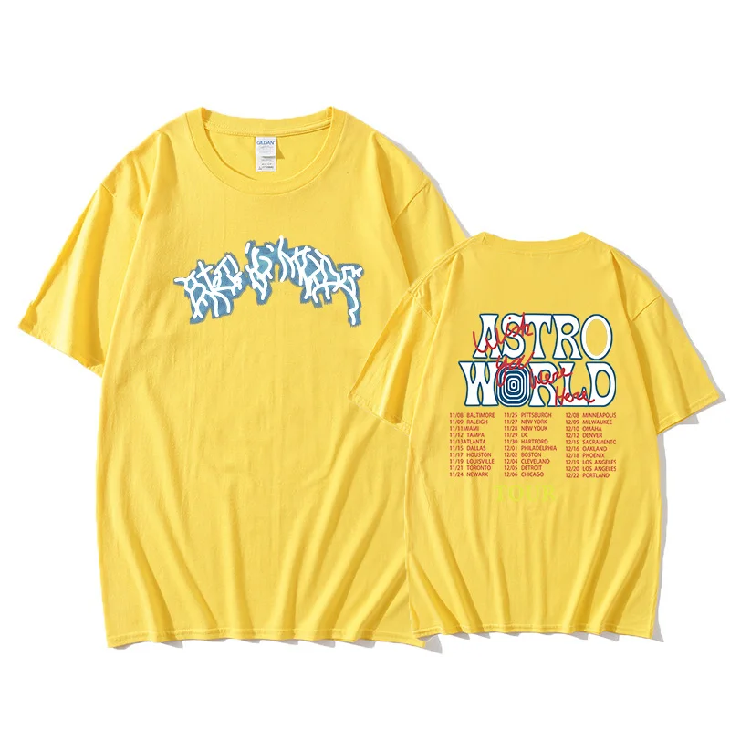 New Fashion Hip Hop T Shirt Men Women ASTROWORLD Harajuku T-Shirts WISH YOU WERE HERE Letter Print Tees Tops