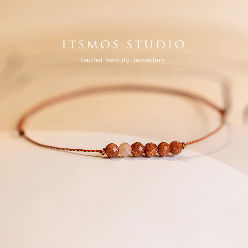 

ITSMOS браслет с кристаллами солнечного камня, золотые бусины из песчаника, мини-простые защитные ювелирные изделия, йога, рейки, исцеление для женщин