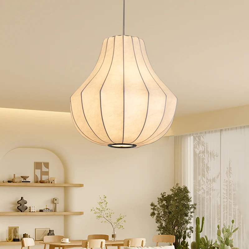 Japanese Wabi Sabi Silk Pendant Light Living Dining Room Bedroom B&B Personalized Home Decor Chandelier Indoor Lighting Fixtures