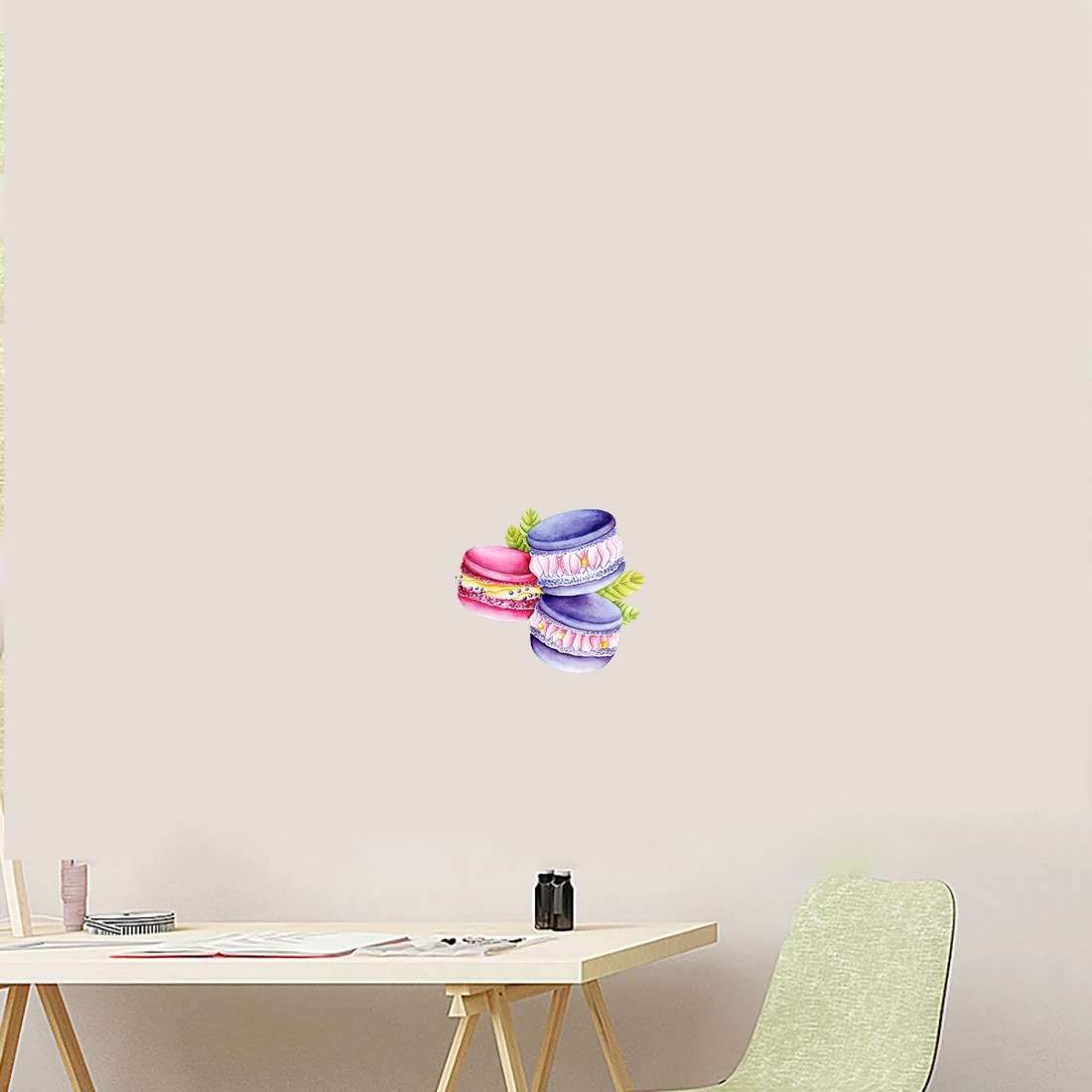 Three Ratels CO46 Watercolor hand-painted macaron pastry sticker kitchen restaurant decoration decal