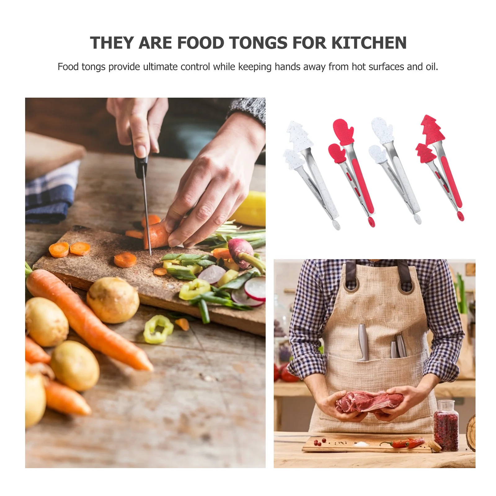 

4Pcs Christmas Food Tongs High-Quality Anti-Scald Bbq Clips Picnic Kitchen Serving Clips Multipurpose Cooking Tools