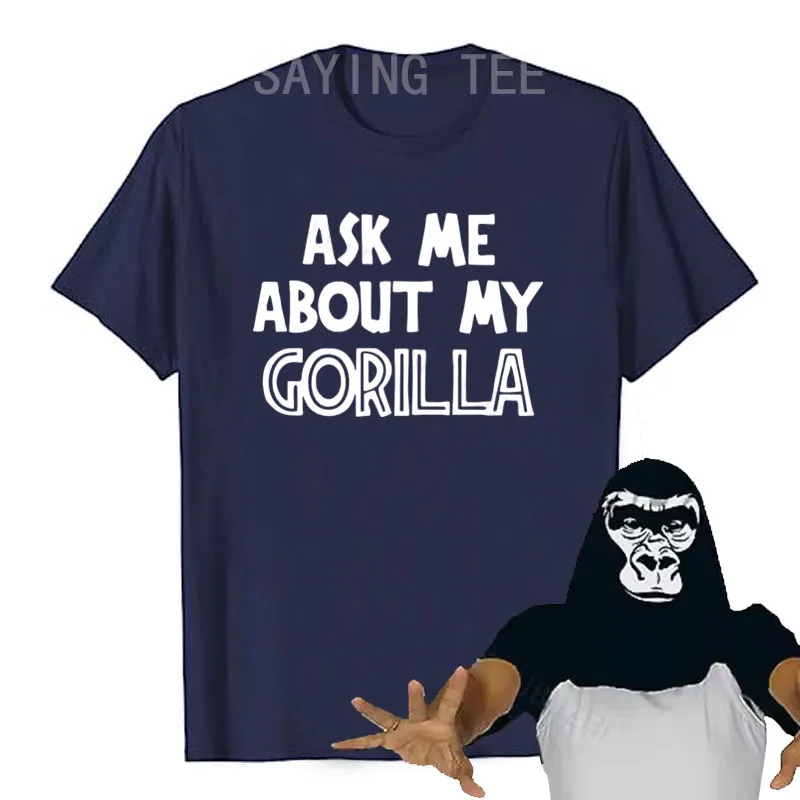 Fragen Sie mich nach meinem Gorilla-T-Shirt für Männer und Jungen, lustiges Retro-Dschungel-Affen-Loose-Top, Persönlichkeits-T-Shirt aus weicher Baumwolle, originelles Geschenk – Detail 5
