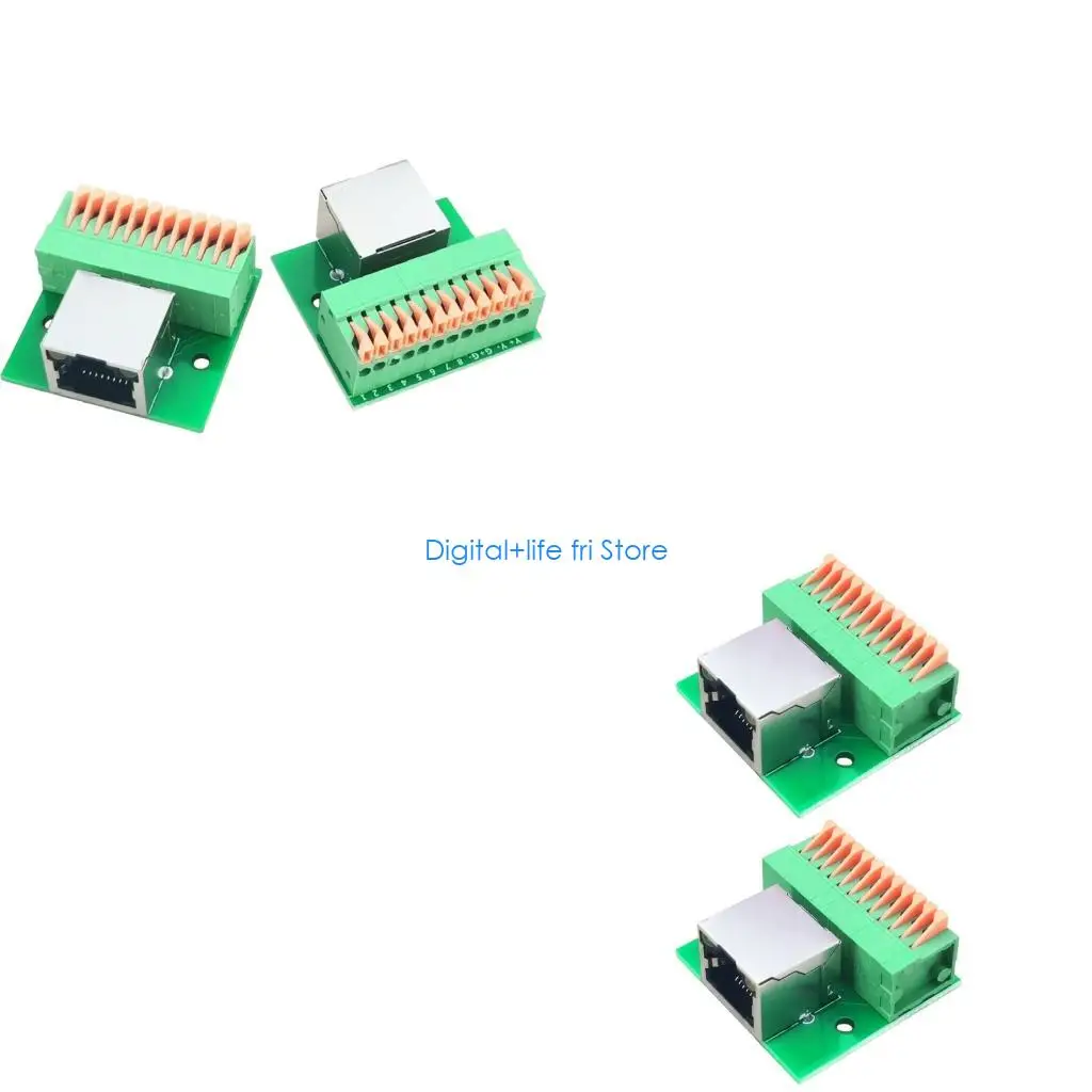 E06D LED Enableds RJ45 Female Sockets DIN Terminals Block Connectors No Soldering Industrial