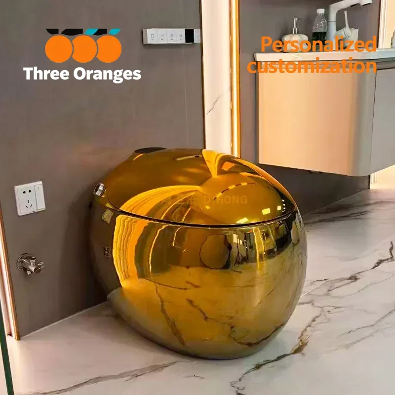 Golden Smart Toilet Electric Automatic One-Piece Round Egg-Shaped Gold-Plated Colorful Toilet