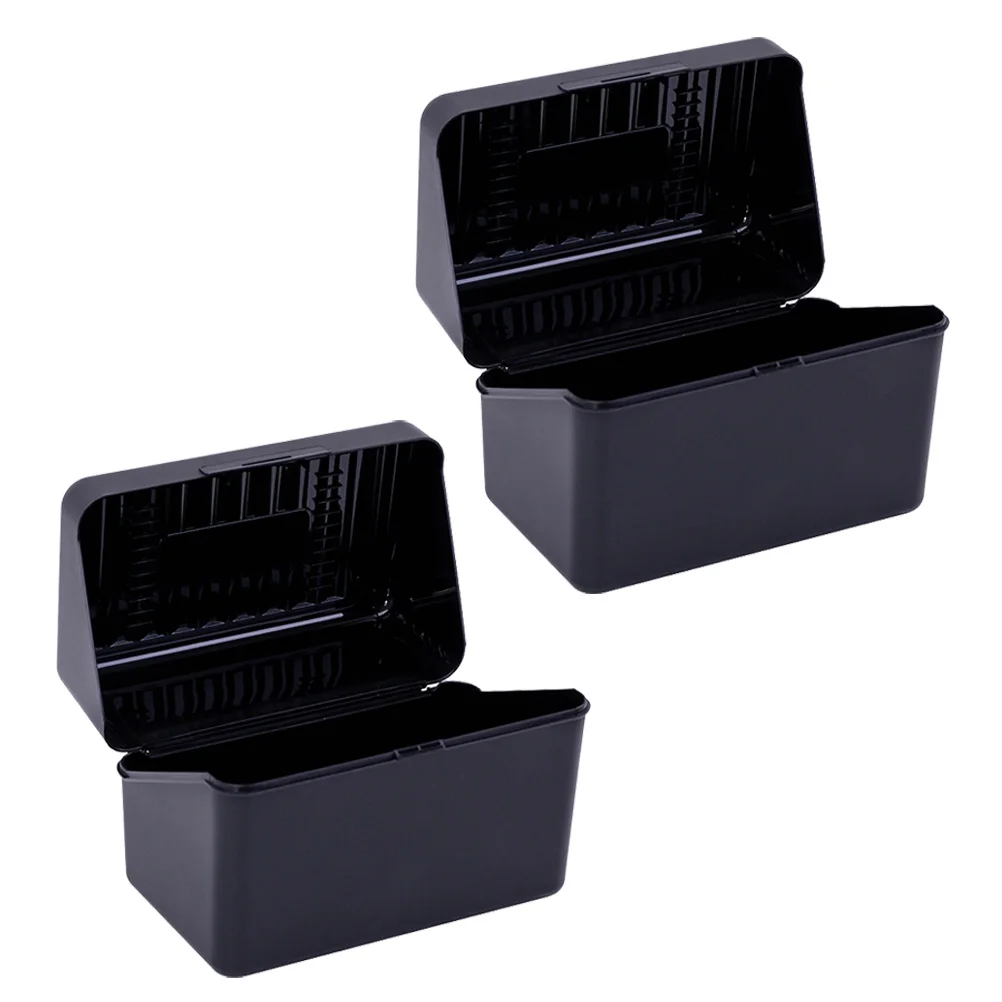 

2Pcs Business Cards Holder Thickened Plastic Wear Resistant Flip Type Office Supplies Desktop Organizers Storage Box