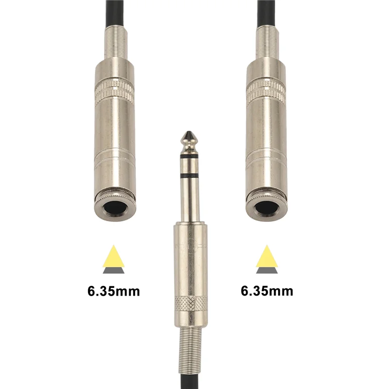 6.35mm 1/4 Inch Stereo Jack Splitter Cable Adapter Lead Plug to Double 6.35mm Sockets