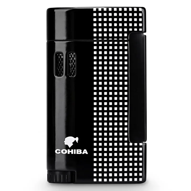 New COHIBA Cigar Lighter With Cigar Puncher Windproof Lighters For Smoking BBQ Outdoor Indoor Luxury Alloy Cigar Torch Lighters