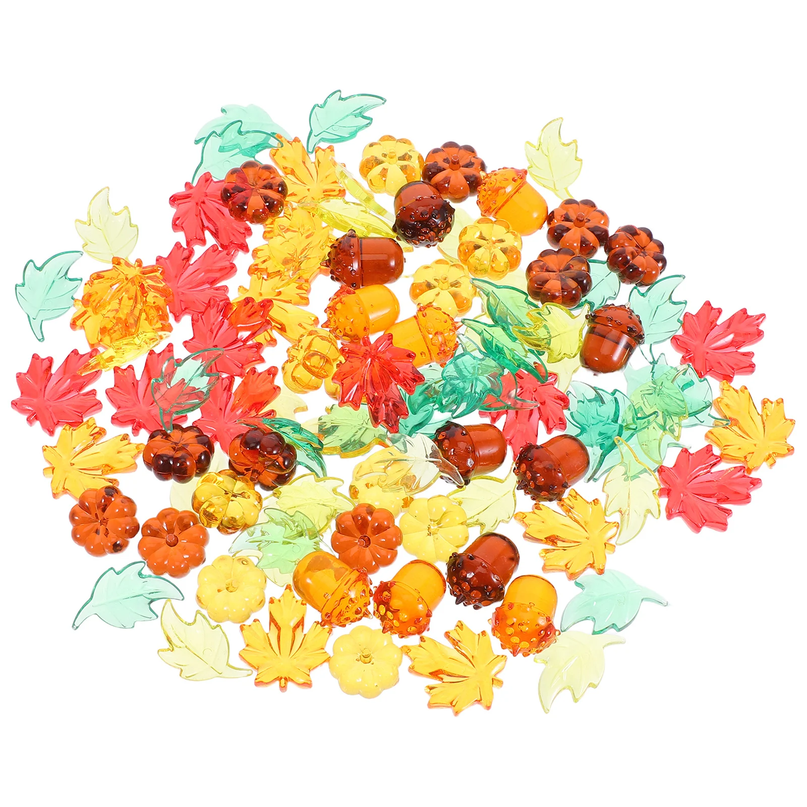 

100Pcs Acrylic Autumn Vase Filler Mini Pumpkins Acorns Maple Leaves Thanksgiving Table Centerpieces Fall Home Decor