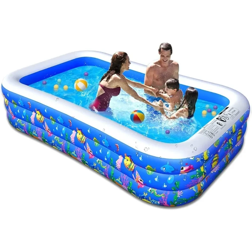 

Inflatable Swimming Pool,123''×73''×22''Large Inflatable Family Lounge Pools Kiddie Pools for Summer Water Party BPA-Free Above