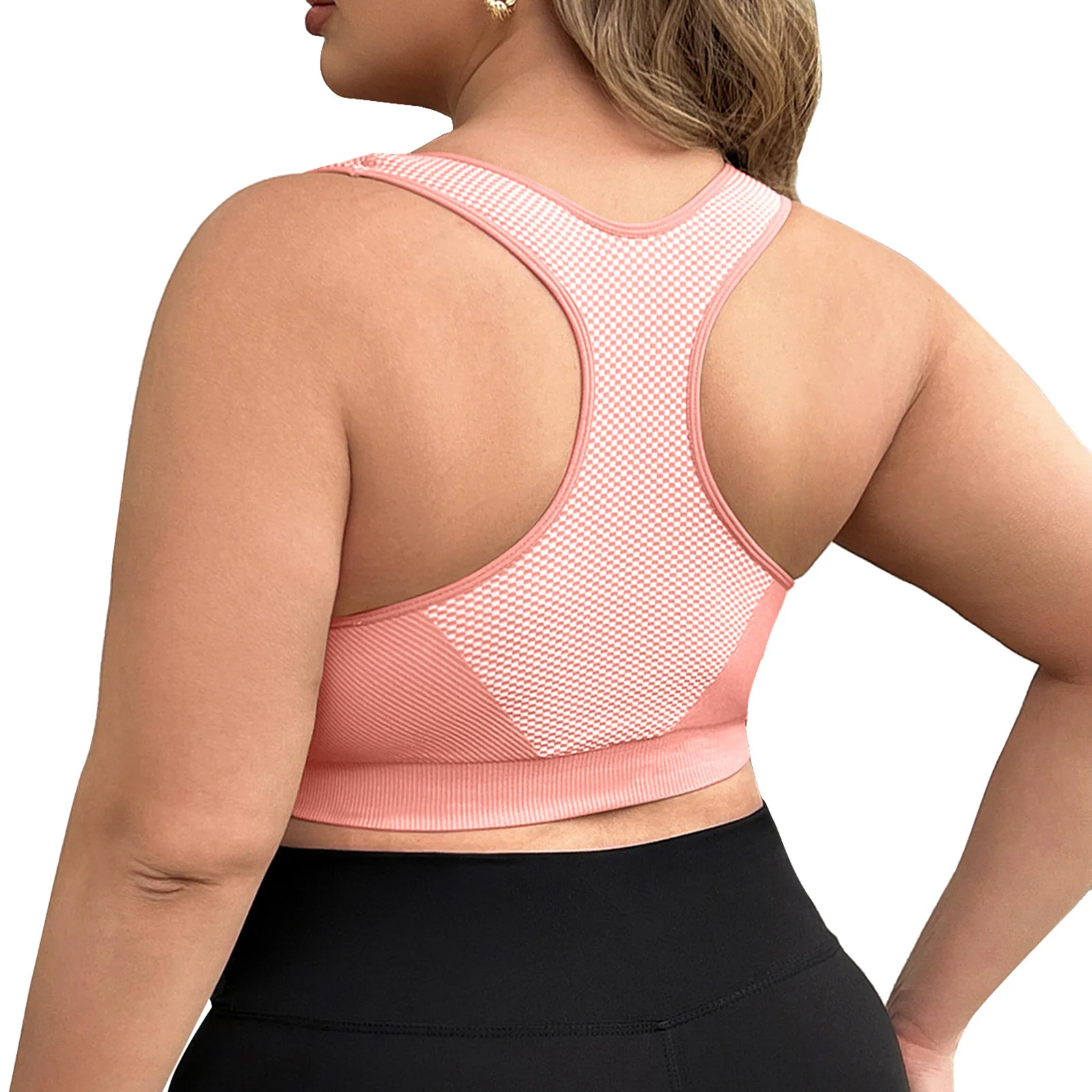 L-3XL Plus Size Sports Yoga Bra Women Seamless Sexy Push Up Fitness Vest Contrast Color U-Neck Workout Racerback Tank Tops image 5