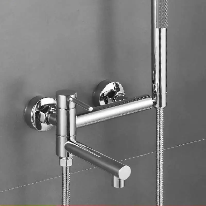 

Bathroom Bathtub Faucet With Swivel Tub Spout And Handhold Shower Brass Wall Mounted Hot Cold Water Mixer Bath Tap