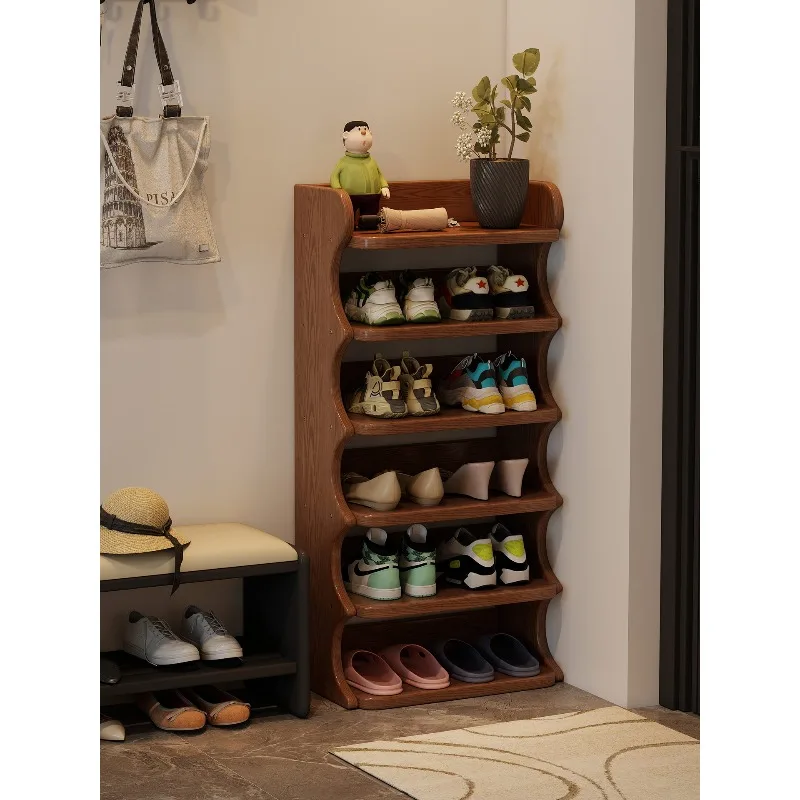 

All solid wood shoe rack household small narrow door simple multi-layer wooden shoes storage small apartment new
