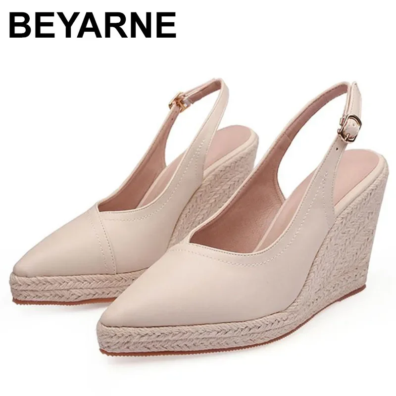 Scarpe con tacco da 9cm zeppe da donna décolleté con tacco slingback scarpe espadrillas con plateau a punta scarpe con tacco alto da donna