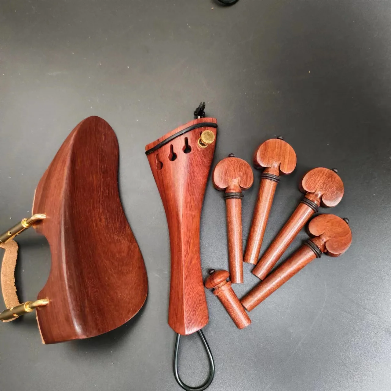 Ebony Rosewood New Shape Violin Parts Accessories With Hardware,Ready for Using,,Violin Pegs Chinrests Harp Tailpiece Endpin