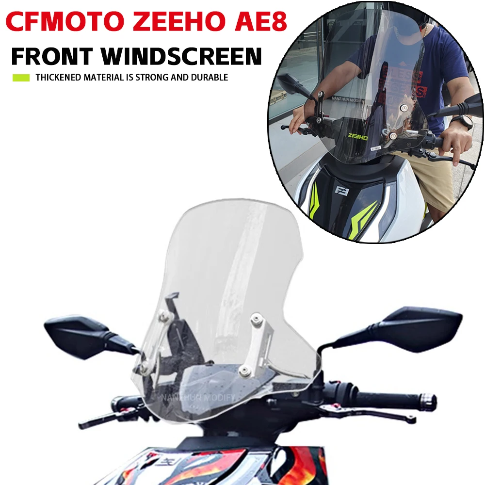 

For CFMOTO ZEEHO AE8 AE8+ AE8S AE8 S+ Motorcycle Motion Windshield Windscreen Windshield With Front Mask Panel Modified