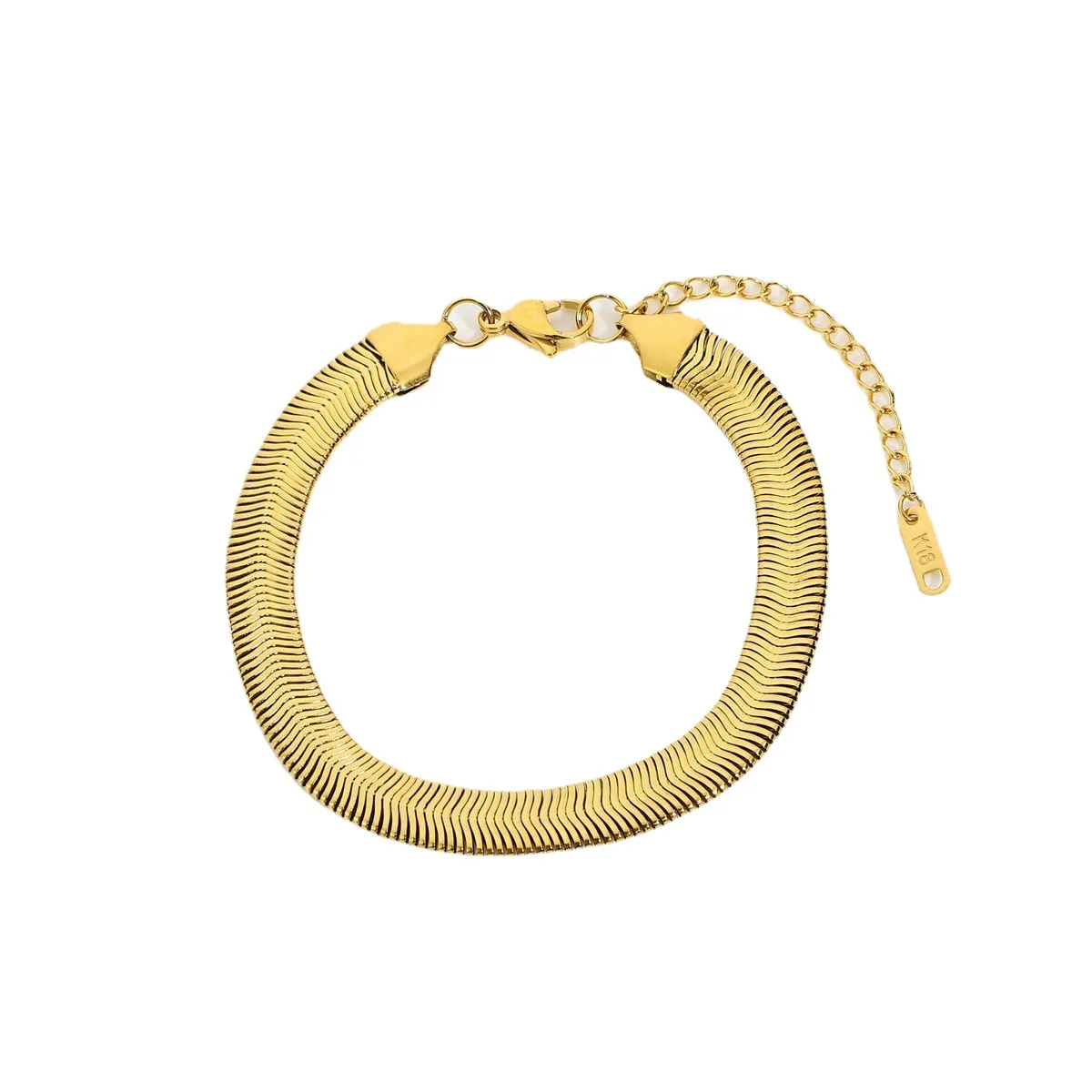 

Stainless Steel PVD 18K Gold Plated Tarnish Waterproof Wide Snake Chain Bracelet For Woman Jewelry Wholesale Trendy
