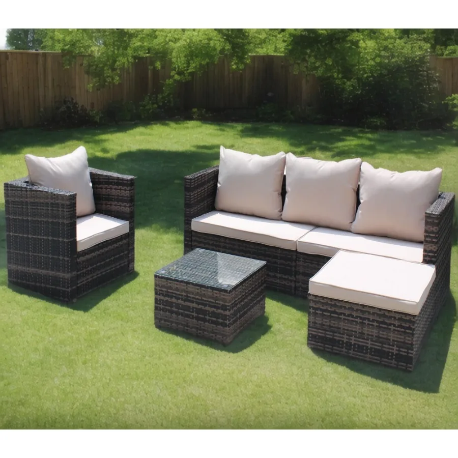 

Outdoor garden garden furniture 4piece brown PE wicker combination upholstered sofa set