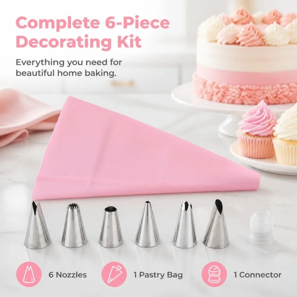 Practical Stainless Steel Piping Tip EVA Food Grade Piping Bag Seamless Dishwasher Safe Cream Pastry Nozzle Cake Decorating
