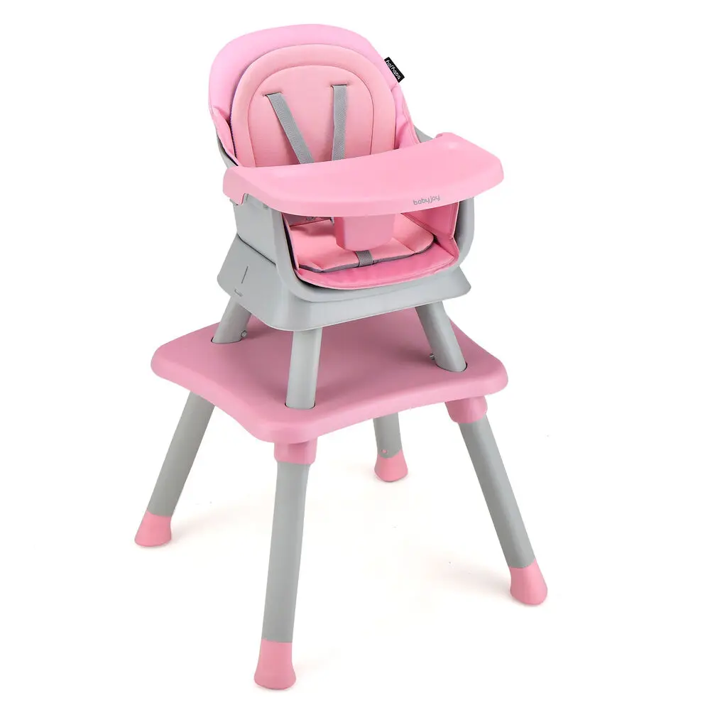 Babyjoy-silla alta 6 en 1 para bebé, asiento elevador Convertible con bandeja extraíble, color rosa