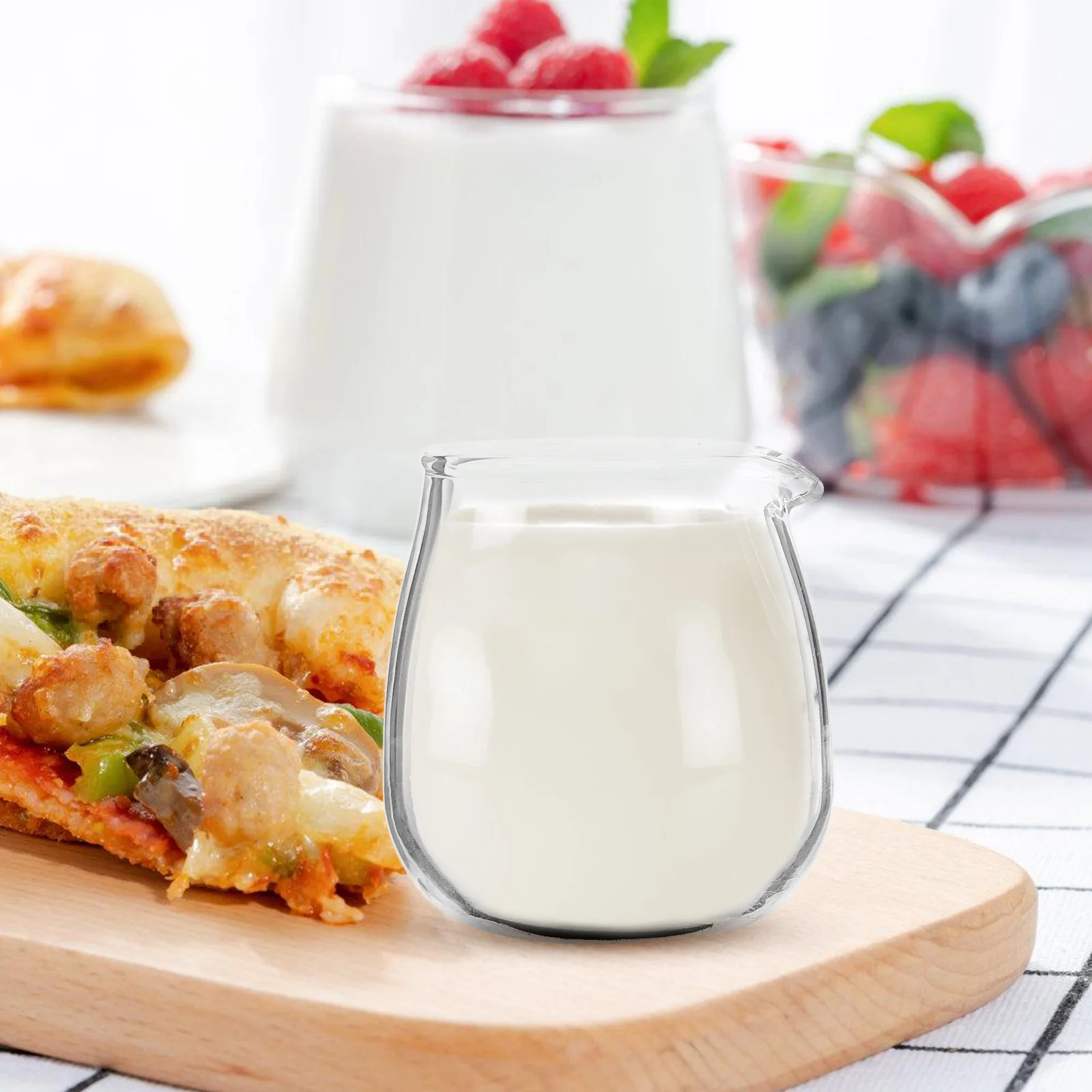 

Small Clear Glass Creamer Pitcher Heat Resistant Milk Jug Coffee Latte Syrup Dispenser Coffee Supplies Milk Jug