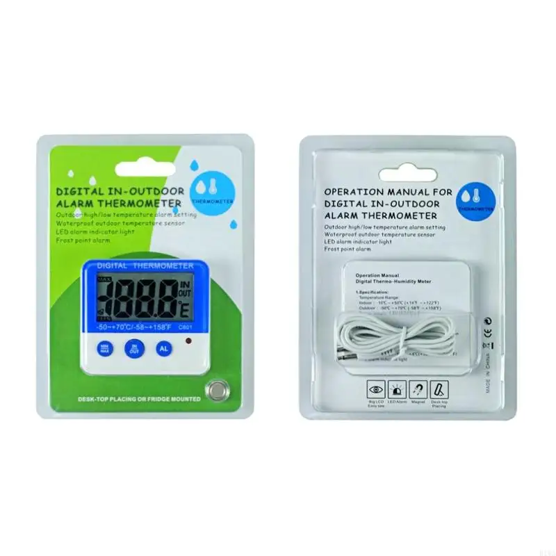 R1WA Refrigerator Freezer Thermometer Alarm Temperature Humidity Meter Thermometer