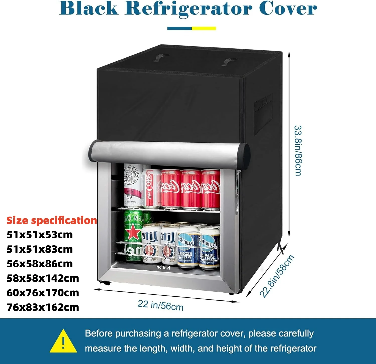 Refrigerator cover, waterproof and dust-proof cover for protecting outdoor, household upright freezers - refrigerated refrigerat