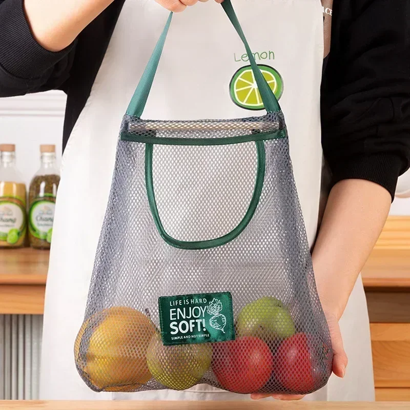 Reusable Kitchen Hanging Mesh Bag Home Fruit And Vegetable Storage Net Bag For Ginger Garlic Potatoes Onions Hollow Mesh Bag