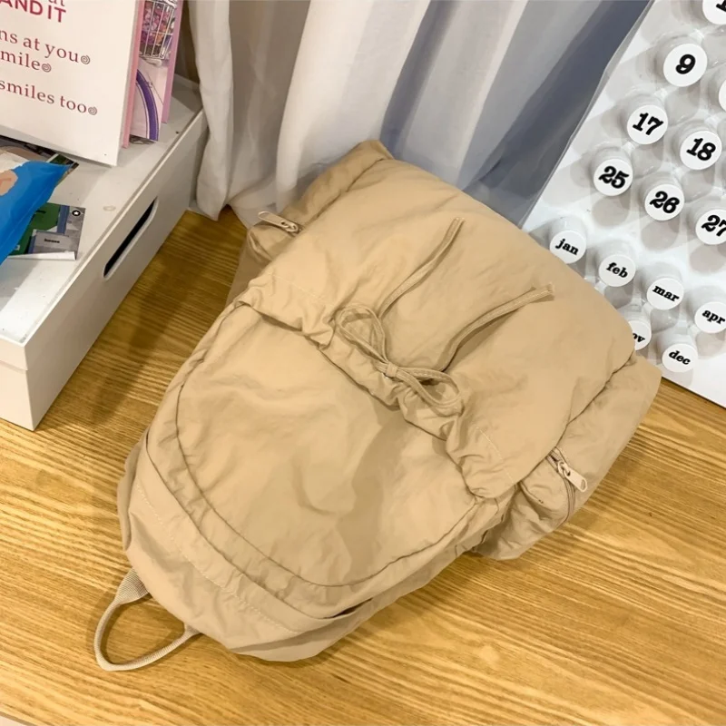Customized Embroidered Bow Simple Backpack for High School Girls, Large Capacity Backpack, Lightweight and Comfortable