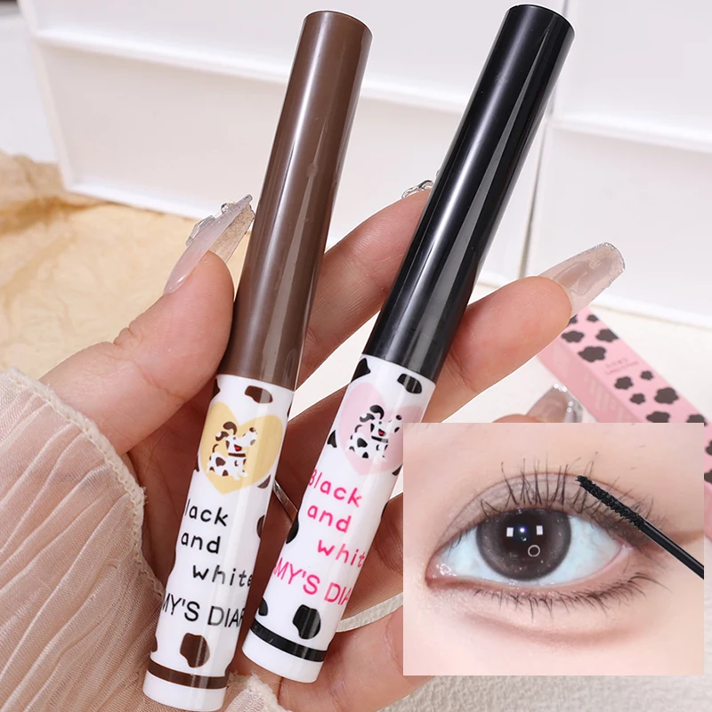 Matte Black Brown Curl Mascara Waterproof Lengthening Lashes Ultra-fine Small Brush Head Non-smudge Lasting Mascara Eyes Makeup