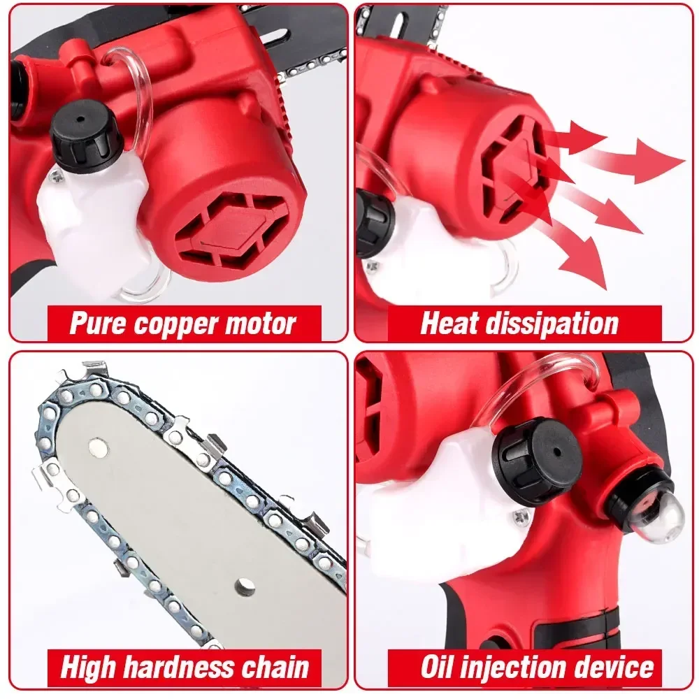 6 Inch Brushless Electric ChainSaw Cordless with Oil Cordless Rechargeable Woodworking Garden Pruning Tool for Makita 18VBattery