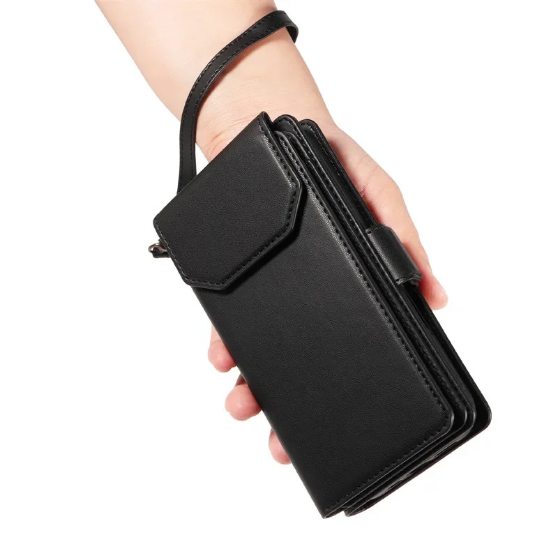 

Чехол-кошелек с ремешком для карт для Samsung Galaxy S25 Ultra Edge S24 Plus S23 Fe S22 + S21 S20 Note20 Ultra Flip Leather Cover