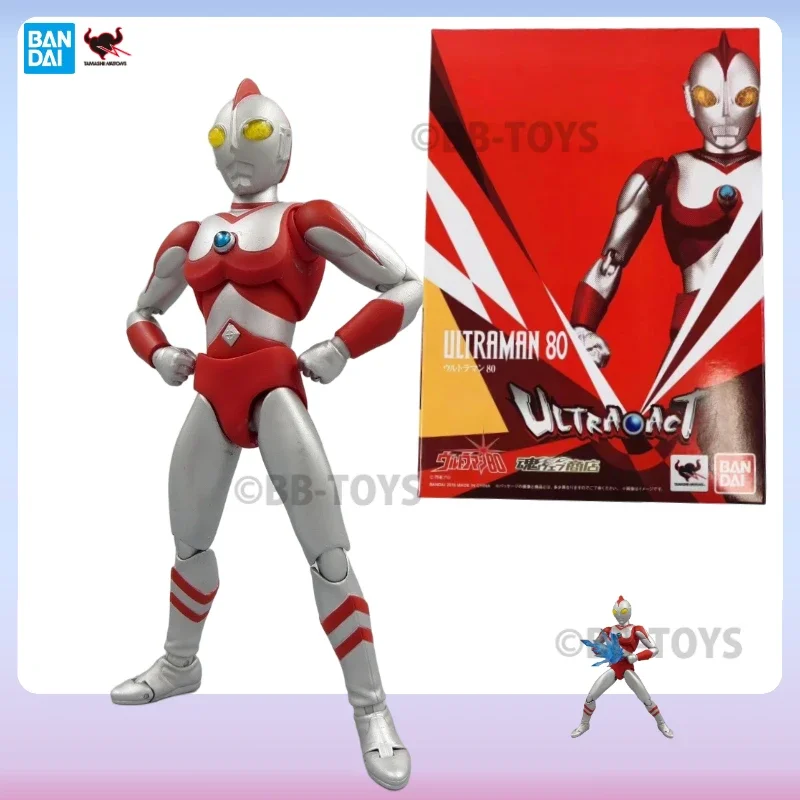 In Stock Bandai Ultra-ACT Ultraman Series Ultra-80 Super Movable Anime Action Figure Collectible Original Box Finished Toys BB