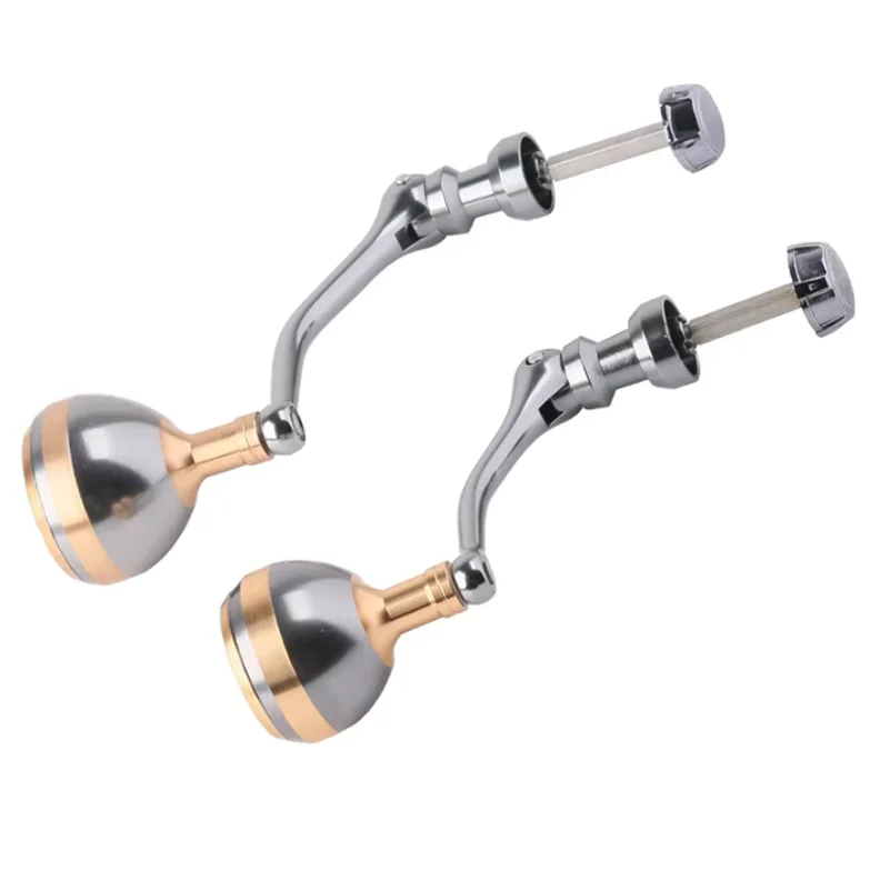 Medium/Large Rose Golden Foldable Four Corner Shaft Fishing Reel Handle Fit S Brand Knob Metal Spinning Reel Fittings Tools