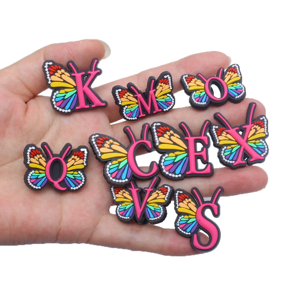 1-26pc Butterfly Alphabet Charms for Women Girls 26 English Letters Shoe Charms Decorations Accessories  Jeans for Kids