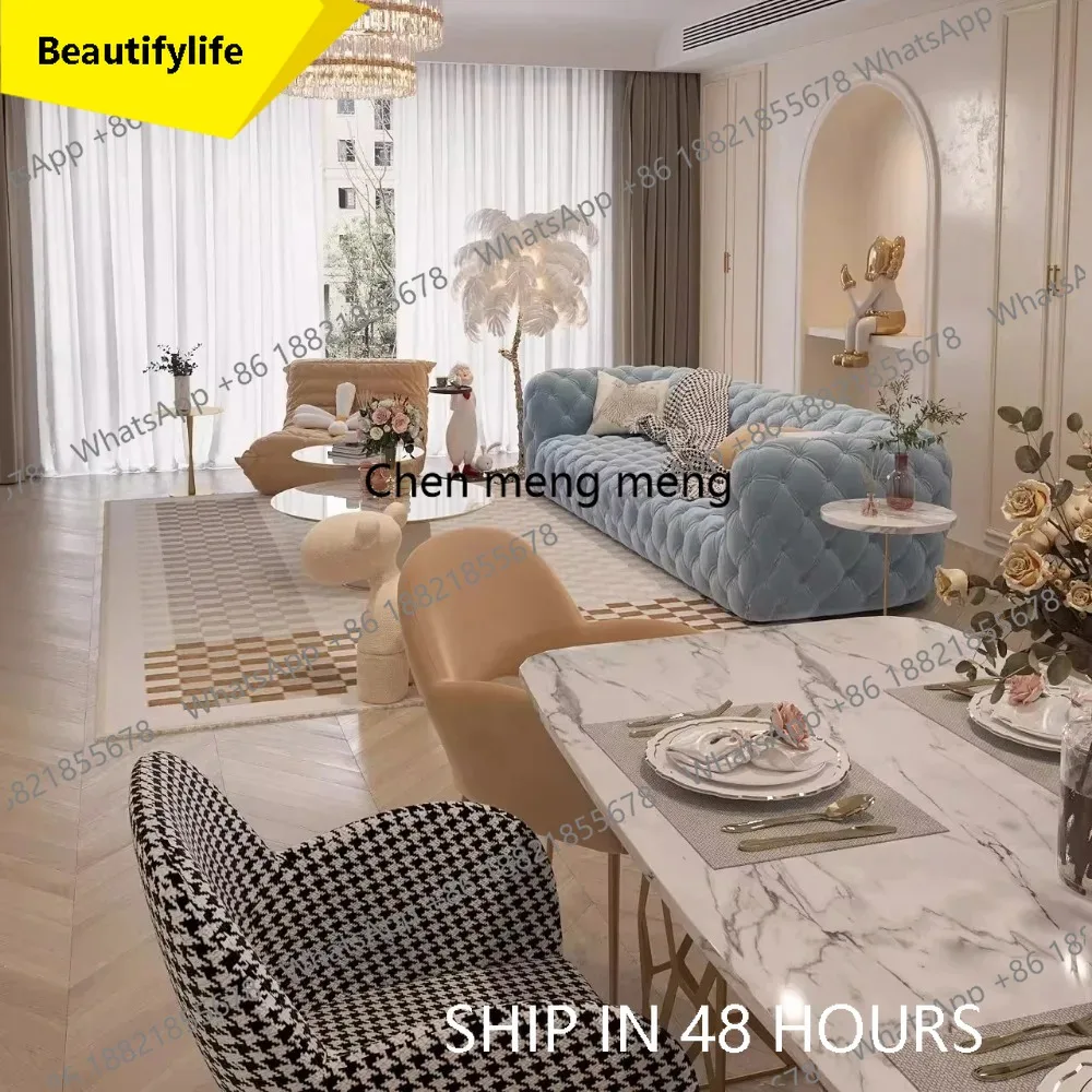 

Диван 02M с кнопочной обивкой, прямой формы, в художественном французском стиле, полностью мягкий, для гостиной, с полными подлокотниками, мебель для гостиной