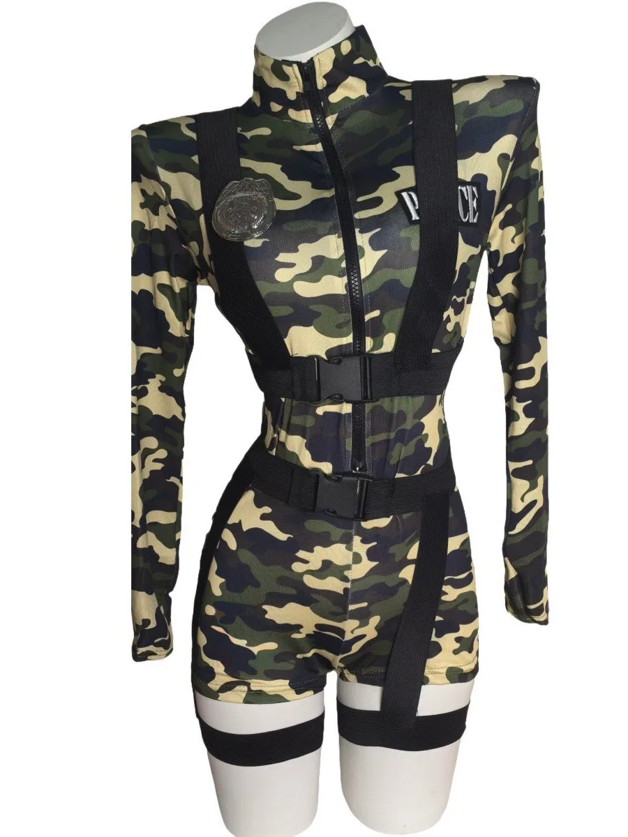 ชุดคอสเพลย์ลายพรางเซ็กซี่แบบตำรวจ แขนยาว ทรงจั๊มสูทเอวต่ำ ขาตรง หรือ กางเกงขายาว สำหรับผู้ชายและผู้หญิง...