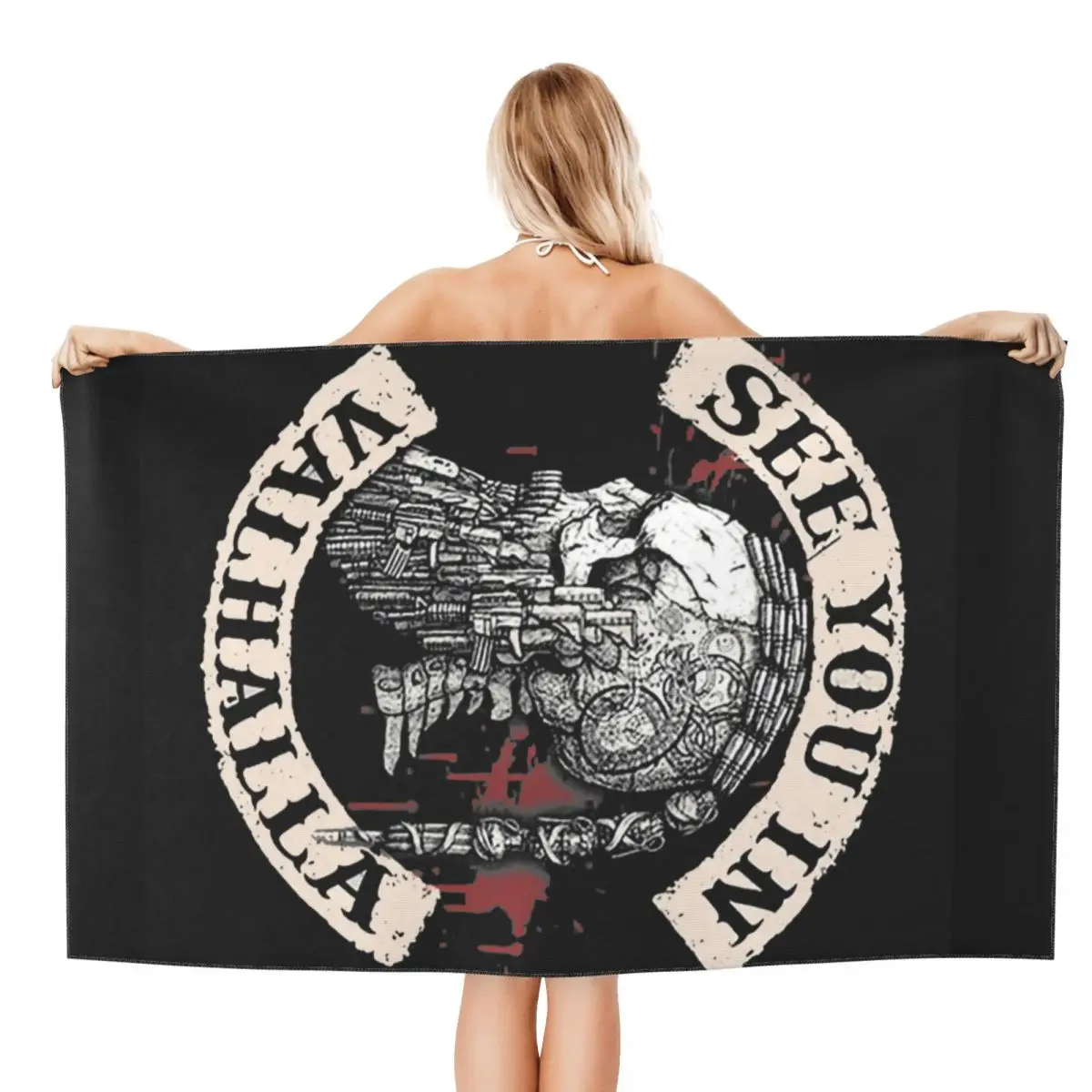 See You In Valhalla Absorbent Microfiber Bath Beach Towel Quick Dry Viking Odin Ragnar Skull Warrior Bathroom Sports Towels