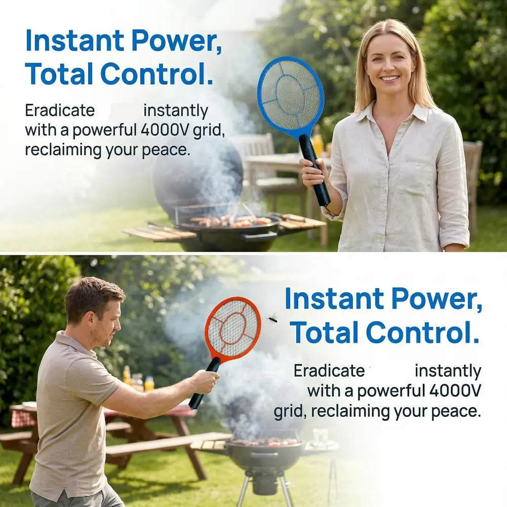 Electric Fly Insect Bug Zapper Bat Handheld Insect Fly Swatter Racket Portable Mosquitos Killer Pest Control For Bedroom Insects