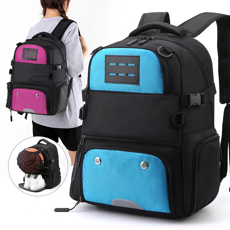 Basketball Backpack Waterproof Sports Backpack Outdoor Soccer Bag Large Capacity Student Backpack with Separate Shoe Compartment