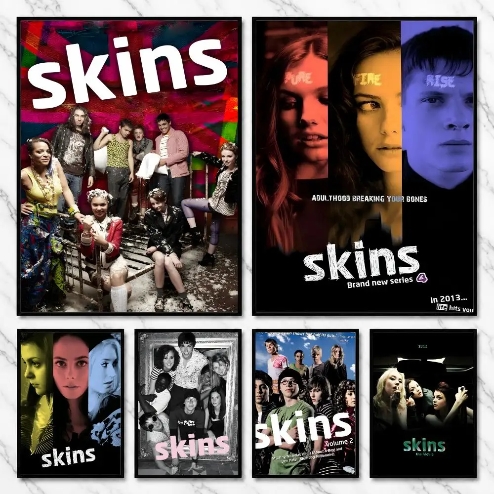 Skins UK Teen Drama 2000s Edgy Youth Rebellion Series Poster Self-Adhesive Unframed Fashion Wall Prints for Office & Home Decor