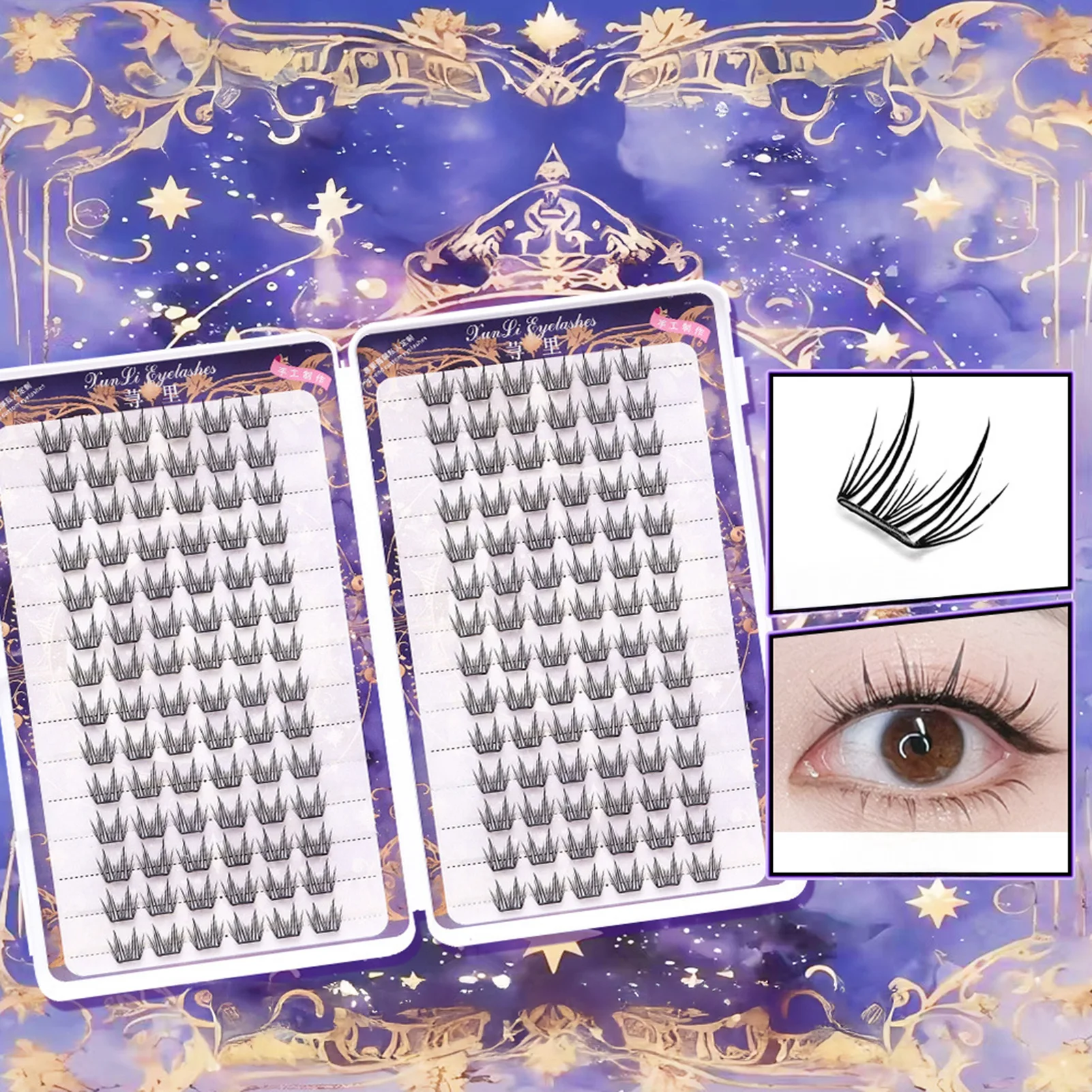 10/28 file Occhio di gatto Ciglia finte Curling Cluster di ciglia comiche Ultra-leggero Soffici Manga Ciglia finte per strumenti di trucco quotidiano