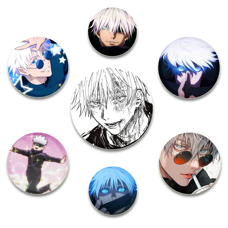 

Anime Cartoon Character Satoru Gojou Pins Cartoon Cosplay Badges Handmade Tinplate Brooch for Backpack Clothes Chest Ornament