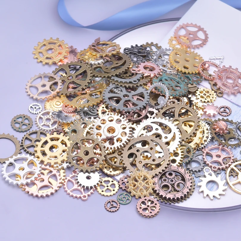 Mistos Encantos Engrenagens Steampunk Dial, Bronze Antigo, Dourado, Cor Prata, Pingentes, Acessórios de Metal, Artesanato DIY, Descobertas de Jóias, 20 peças