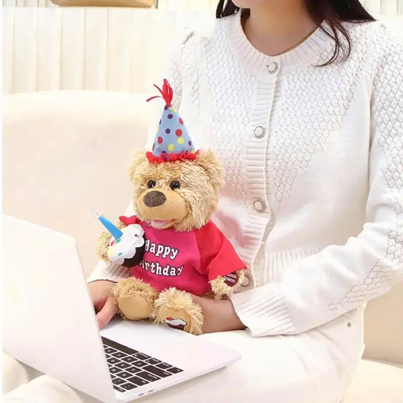 54DF Electronic Musical Bear Stuffed Animal Soft Plush Toy Home Decorations