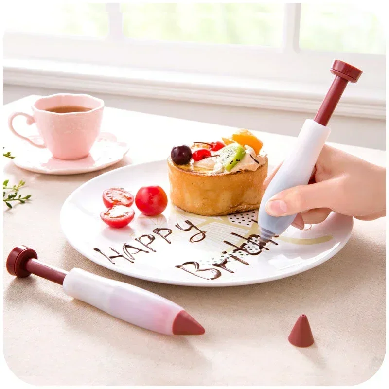 Bolígrafo de escritura de alimentos de silicona, bolígrafo de grafiti para pastel DIY, Gel de sílice de calidad alimentaria, bolígrafo de escritura de Chocolate, herramienta para hornear, accesorios de cocina