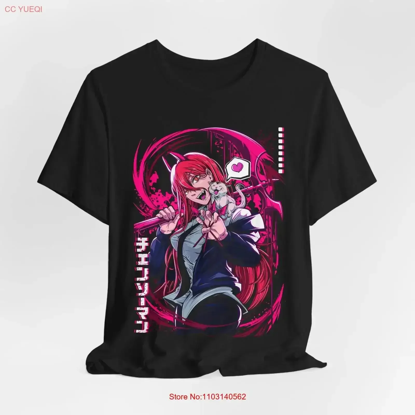 Anime Girl with Sword T Shirt Red Hair Vibe Japanese Text vintage Washed Stretched Slightly streetwear Soft Versatile vintage