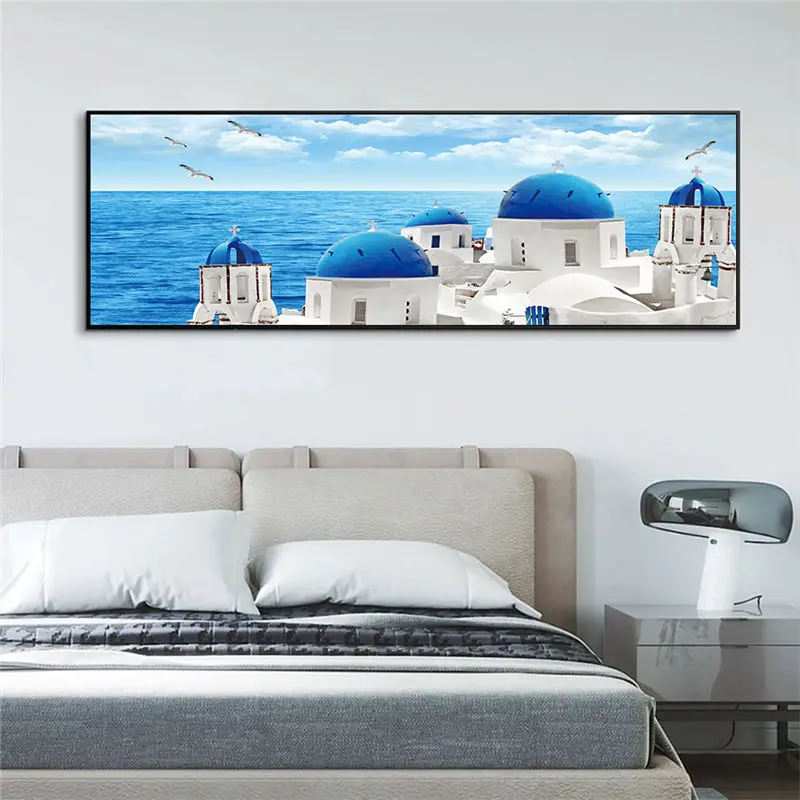 Nordic Greece Santorini Aegean Sea Views Wall Art Picture Canvas Painting Print Poster Living Room Home Decor Background Cuadros