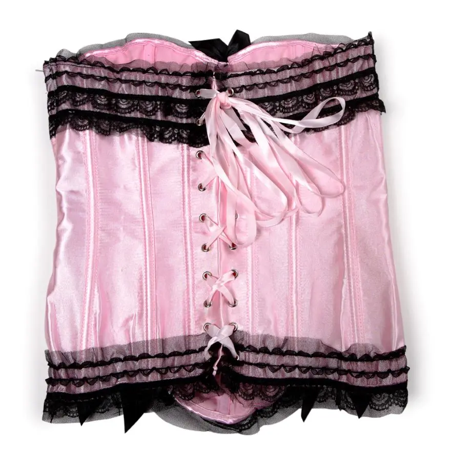 Sexy Spitze Overbust Korsett Top Frauen Vintage Satin Schleife Bustier Dessous mit Reiß verschluss plus Größe Body Shaper Burlesque Korsetts – Detail 19