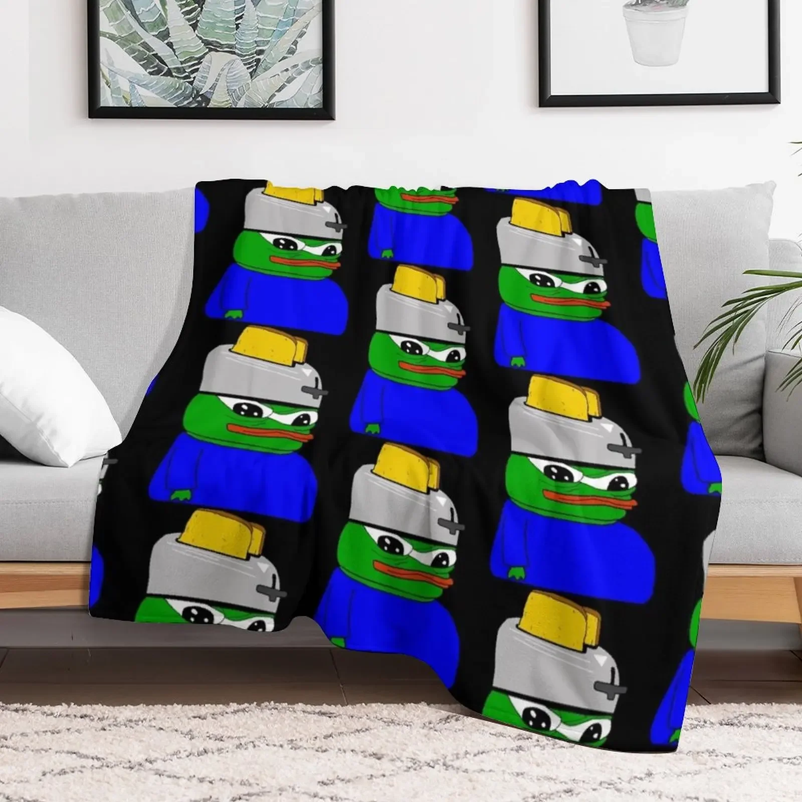 Rare Pepe Toaster Head Apu Throw Blanket